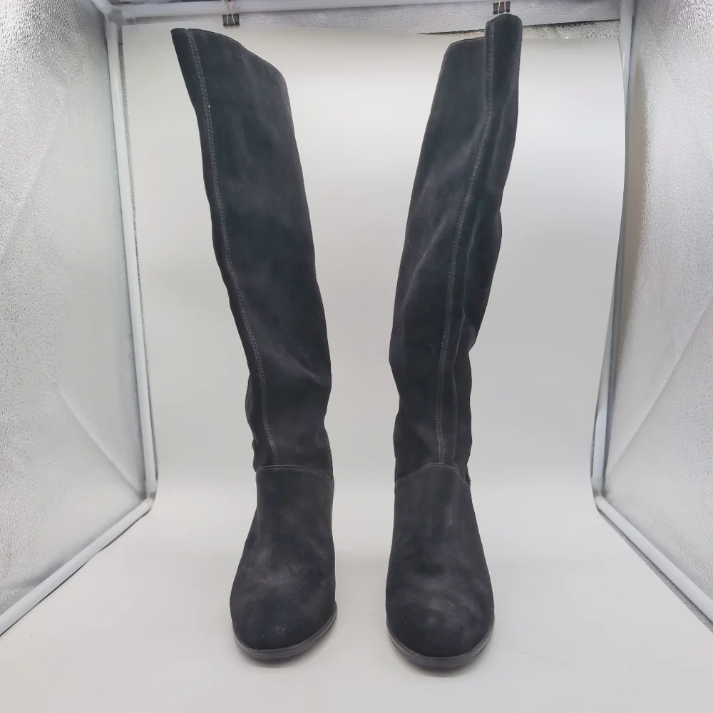 Frye & Co. Sz 10 Phoebe Slouch Tall 70690 Womens Black Suede Knee High Boots